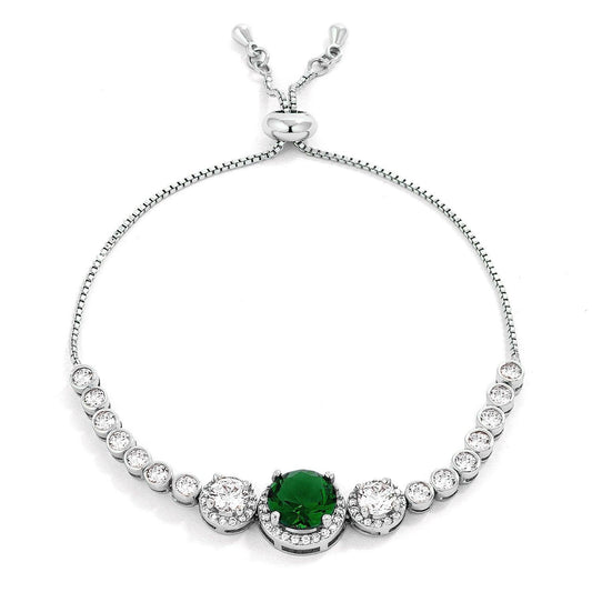 Adjustable Graduated Emerald Green & Clear CZ Bolo Style Tennis Bracelet freeshipping - Higher Class Elegance
