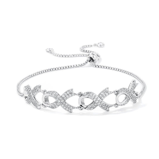 Rhodium Plated Pave CZ Ribbon Bracelet freeshipping - Higher Class Elegance