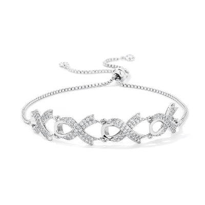 Rhodium Plated Pave CZ Ribbon Bracelet freeshipping - Higher Class Elegance