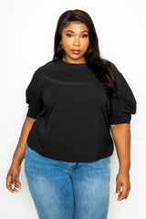 Plus Size Puff Sleeve Blouse - Higher Class Elegance