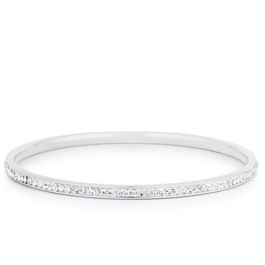 Simple Rhodium Plated Finish Crystal Bangle freeshipping - Higher Class Elegance