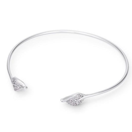 Trendy Rhodium Bracelet with Clear Cubic Zirconia Accents freeshipping - Higher Class Elegance