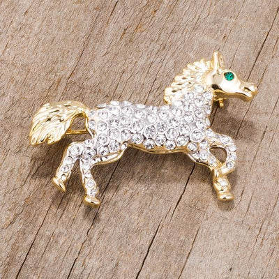 Two-Tone Horse Brooch with Crystals freeshipping - Higher Class Elegance