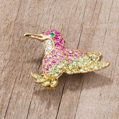Multicolor Pink Humming Bird Brooch With Crystals freeshipping - Higher Class Elegance