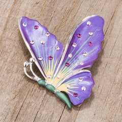 Purple And Rhodium Butterfly Brooch With Crystals freeshipping - Higher Class Elegance
