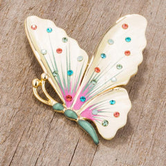 Multicolor Gold Tone Butterfly Brooch With Crystals freeshipping - Higher Class Elegance