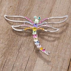 Rhodium Multicolor Dragonfly Brooch With Crystals freeshipping - Higher Class Elegance