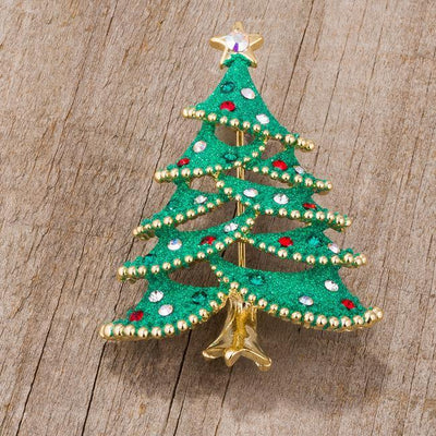 Christmas Tree Brooch With Crystals freeshipping - Higher Class Elegance