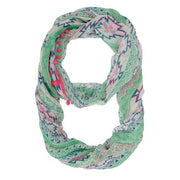 Mara Pink Cultural Print Infinity Scarf With Pom Poms freeshipping - Higher Class Elegance