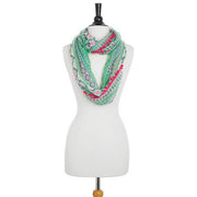 Mara Pink Cultural Print Infinity Scarf With Pom Poms freeshipping - Higher Class Elegance