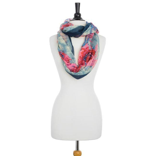Farrah Multicolor Floral Print Infinity Scarf freeshipping - Higher Class Elegance