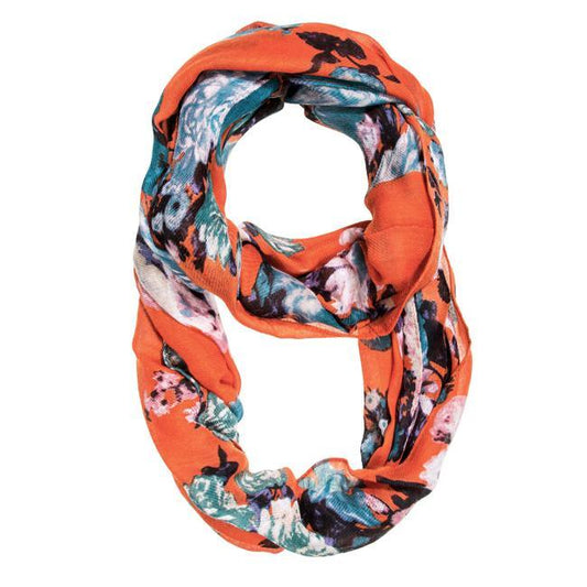 Orange Aria Floral Infinity Scarf freeshipping - Higher Class Elegance