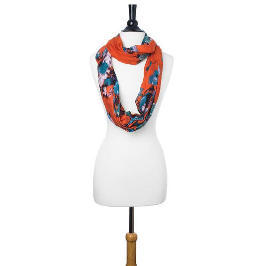 Orange Aria Floral Infinity Scarf freeshipping - Higher Class Elegance