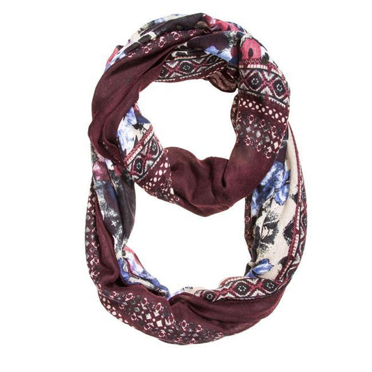 Burgundy Emily Floral Infinity Scarf freeshipping - Higher Class Elegance