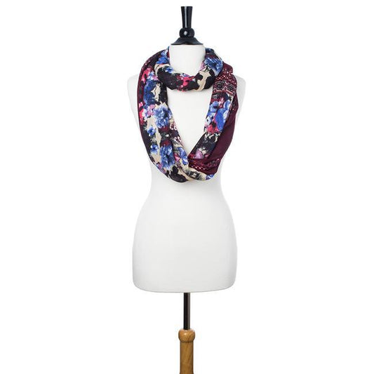 Burgundy Emily Floral Infinity Scarf freeshipping - Higher Class Elegance