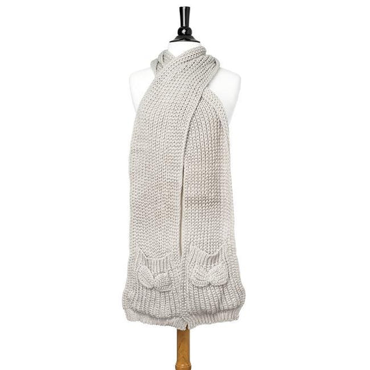 Grey Mona Knit Bow Pocket Scarf freeshipping - Higher Class Elegance