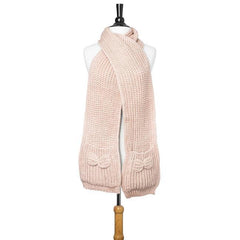 Pink Mona Knit Bow Pocket Scarf freeshipping - Higher Class Elegance
