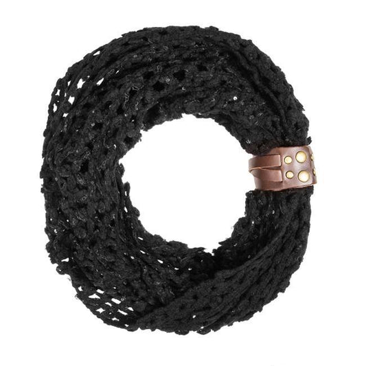 Black Sonia Crochet Cowl Scarf freeshipping - Higher Class Elegance