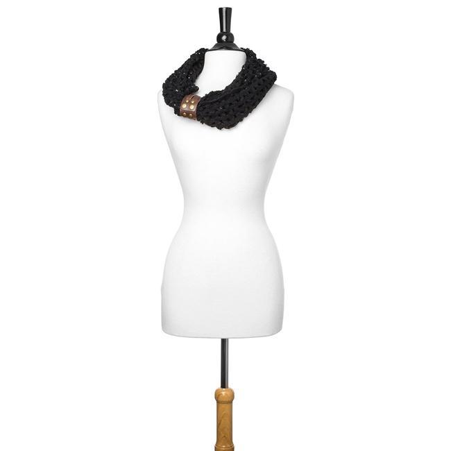 Black Sonia Crochet Cowl Scarf freeshipping - Higher Class Elegance