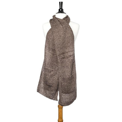 Taupe Hanna Knitted Pocket Scarf freeshipping - Higher Class Elegance