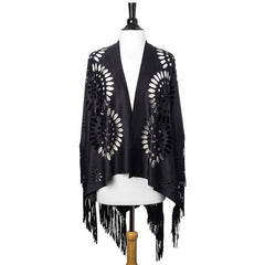 Charcoal Grey Shawl With Cutouts freeshipping - Higher Class Elegance