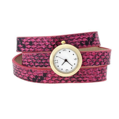 Pink Snakeskin Wrap Watch freeshipping - Higher Class Elegance