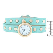 Mint Round Studded Wrap Watch freeshipping - Higher Class Elegance