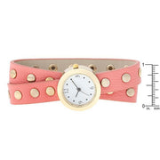 Pink Round Studded Wrap Watch freeshipping - Higher Class Elegance