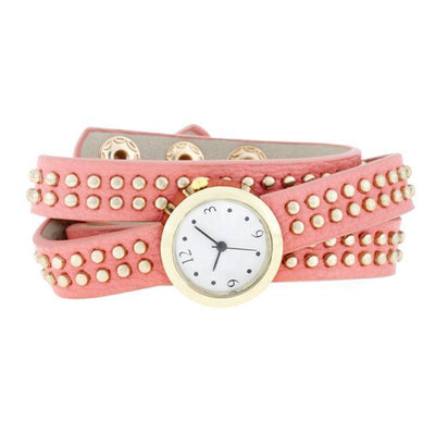 Pink Mini Studded Wrap Watch freeshipping - Higher Class Elegance