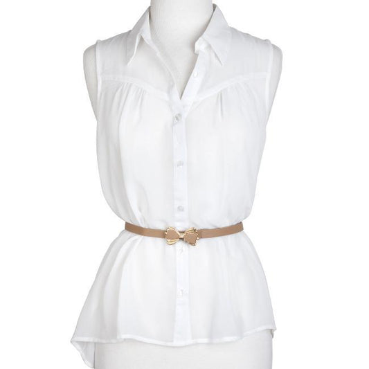 Taupe Bowtie Belt With Gold Trim freeshipping - Higher Class Elegance