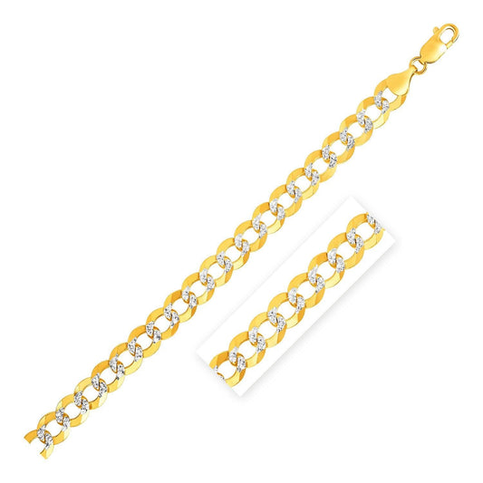 12.18 mm 14k Two Tone Gold Pave Curb Chain freeshipping - Higher Class Elegance