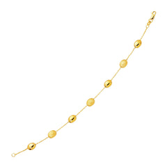 14k Yellow Gold Bracelet with Textured and Polished Pebble Stations freeshipping - Higher Class Elegance