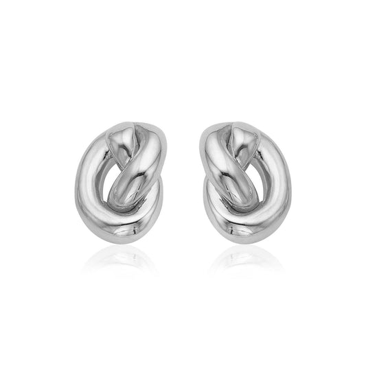 14k White Gold Polished Knot Earrings freeshipping - Higher Class Elegance