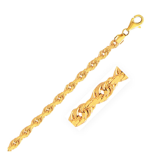 5.0mm 14k Yellow Gold Solid Diamond Cut Rope Chain freeshipping - Higher Class Elegance