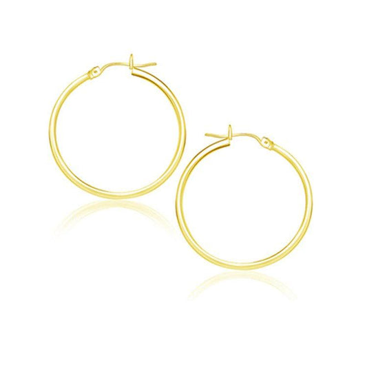 14k Yellow Gold Polished Hoop Earrings (25 mm) freeshipping - Higher Class Elegance