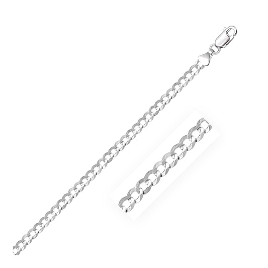 3.6mm 14k White Gold Solid Curb Bracelet freeshipping - Higher Class Elegance