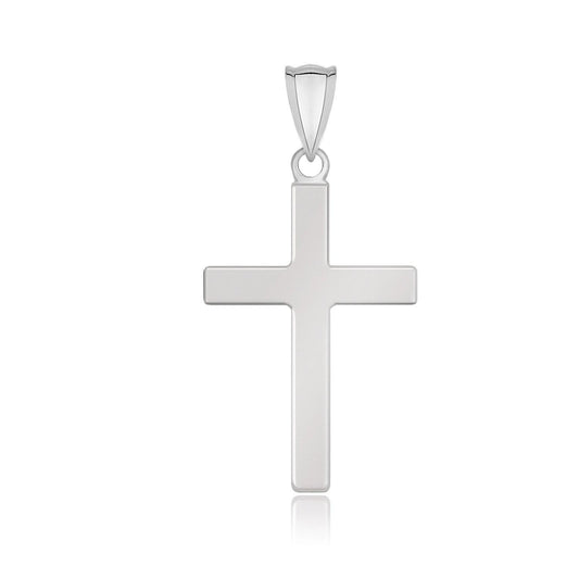 14k White Gold Flat Design Cross Pendant freeshipping - Higher Class Elegance