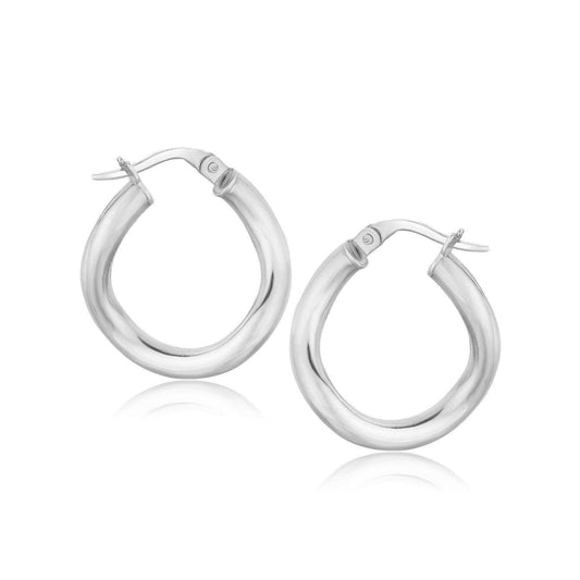 14k White Gold Italian Twist Hoop Earrings (5/8 inch Diameter) freeshipping - Higher Class Elegance