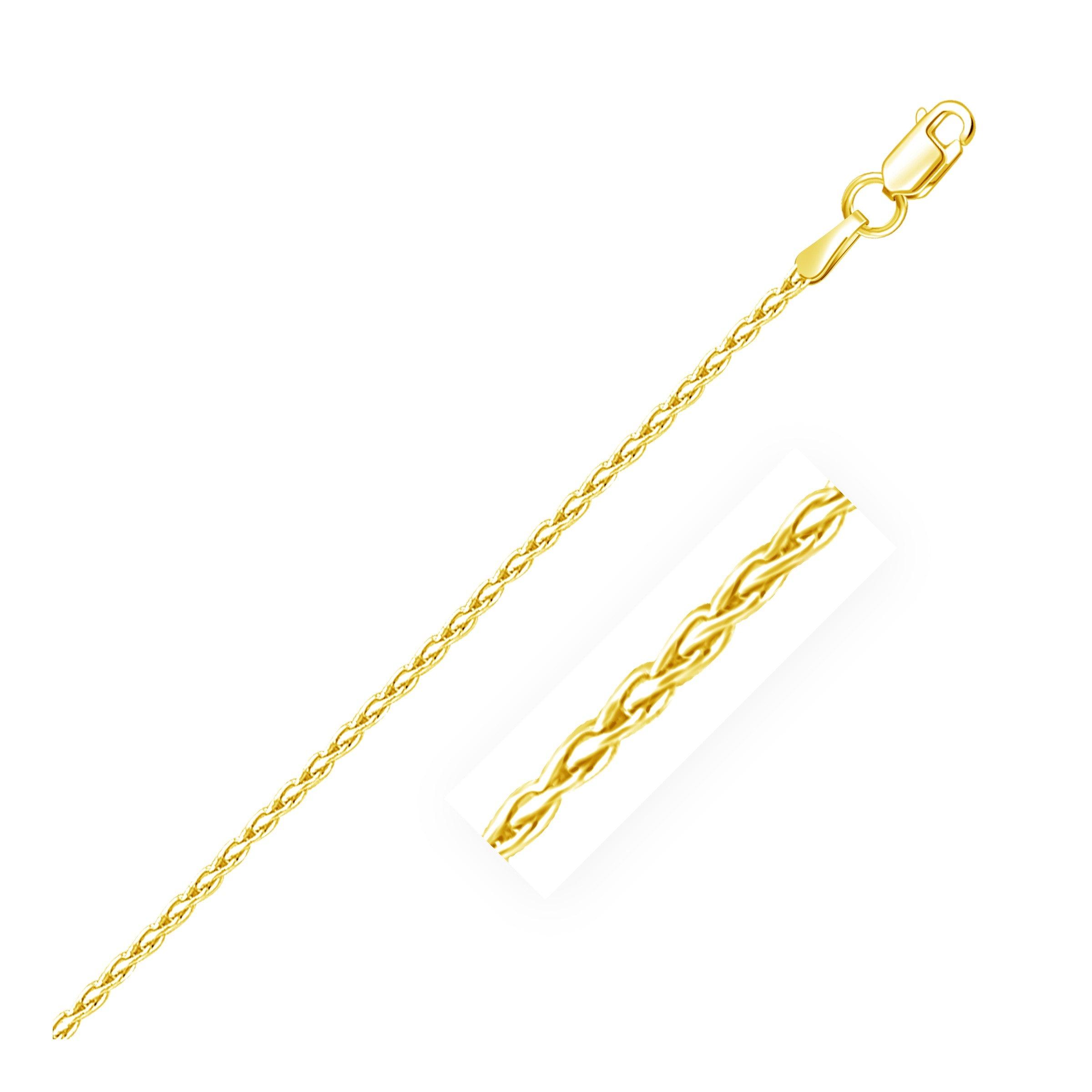 14k Yellow Gold Round Wheat Chain 1.5mm freeshipping - Higher Class Elegance