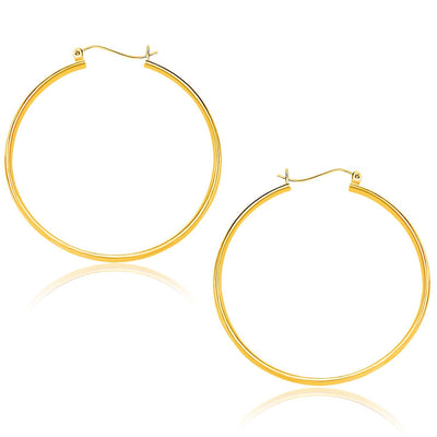 14k Yellow Gold Polished Hoop Earrings (40mm) freeshipping - Higher Class Elegance