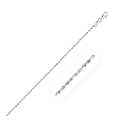 2.0mm 14k White Gold Solid Diamond Cut Rope Chain freeshipping - Higher Class Elegance