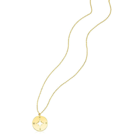 14K Yellow Gold Necklace with Compass freeshipping - Higher Class Elegance