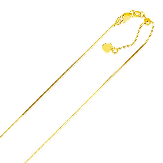 14k Yellow Gold Adjustable Box Chain 0.7mm freeshipping - Higher Class Elegance