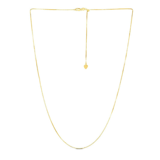 14k Yellow Gold Adjustable Box Chain 0.7mm freeshipping - Higher Class Elegance