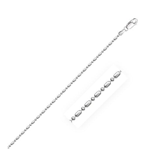 14k White Gold Diamond-Cut Alternating Bead Chain 1.2mm freeshipping - Higher Class Elegance