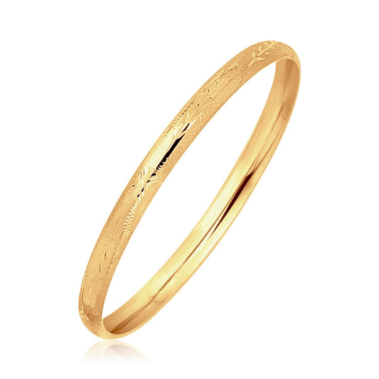 14k Yellow Gold Dome Style Children's Bangle with Diamond Cuts freeshipping - Higher Class Elegance