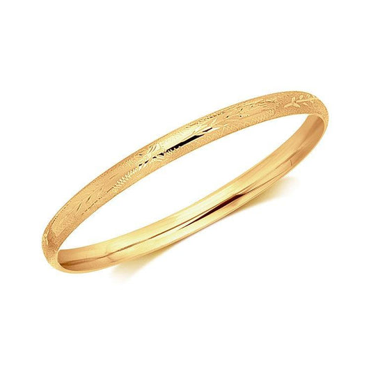 14k Yellow Gold Dome Style Children's Bangle with Diamond Cuts freeshipping - Higher Class Elegance