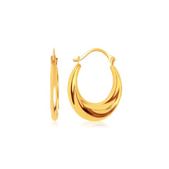 14k Yellow Gold Graduated Oval Hoop Earrings freeshipping - Higher Class Elegance