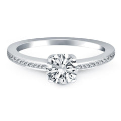 14k White Gold Classic Pave Diamond Band Engagement Ring freeshipping - Higher Class Elegance