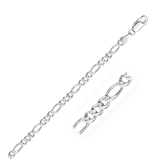 3.8mm 14k White Gold Solid Figaro Bracelet freeshipping - Higher Class Elegance